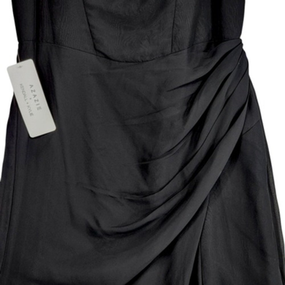 Azazie Gown sz A14 Women Off Shoulder Sweatheart Chiffon Mermaid Dress Black NEW - Picture 9 of 15